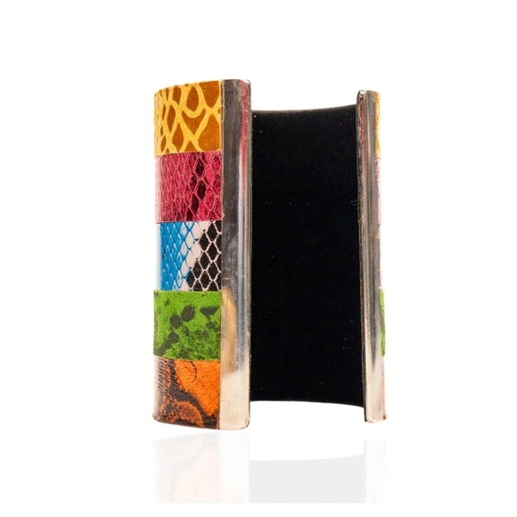 Sassy Jones Karma Buffalo Adjustable Leather Cuff (Wild Snakeskin) - Picture 2 of 2